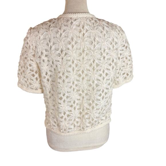 Goelia White Lace Summer Cardigan Size S - Picture 5 of 6
